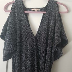 Gibson Latimer Black Metallic Wrap Dress XL